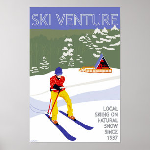 Ski Venture Poster 12"x18"アーカイブ紙 ポスター