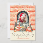 Ski Village Resort Town One Photo Christmas シーズンカード (正面)