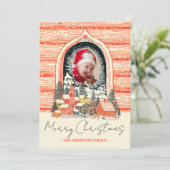 Ski Village Resort Town One Photo Christmas シーズンカード (スタンド正面)