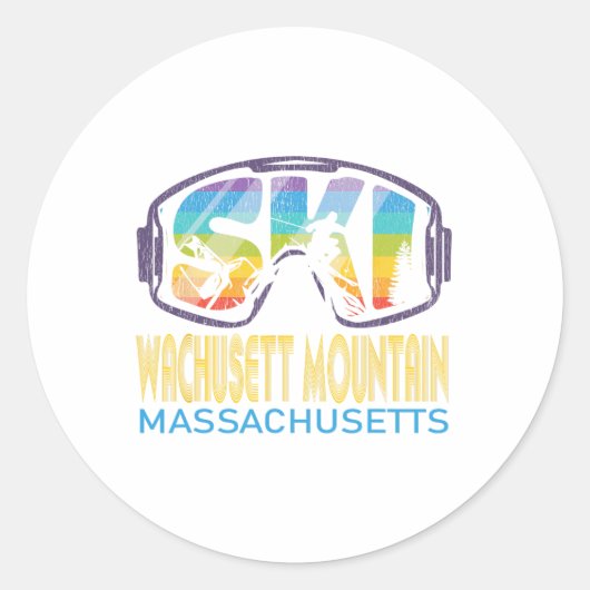 Ski Wachusett Mountain Machusetts Skiing Vacation  ラウンドシール (正面)