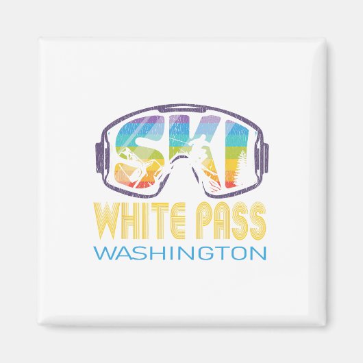 Ski White P Washington Skiing Vacation マグネット (正面)