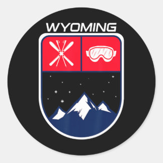 Ski Wyoming Mountain Skiing Trail Skier Goggle Pol ラウンドシール