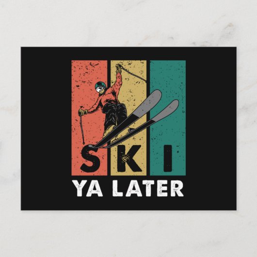 Ski Ya Later Retro Skier Winter Sports Skiing Gift ポストカード (正面)