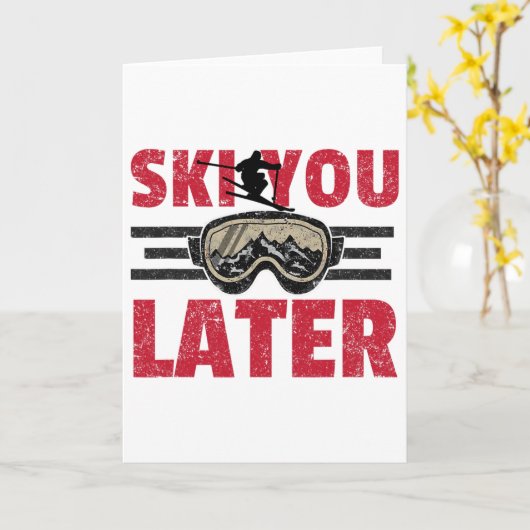 Ski You Later Funny Skier Cool Snowboarder Mountai カード (黄色い花)