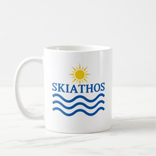 SKIATHOSギリシャ、太陽の波 コーヒーマグカップ (左)