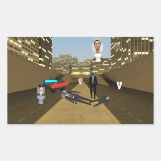 Skibidiトイレステッカー：) 長方形シール