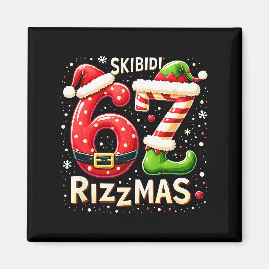 Skibidi 67 Rizzmas Christmas Meme Funny Elf Santa  マグネット (正面)