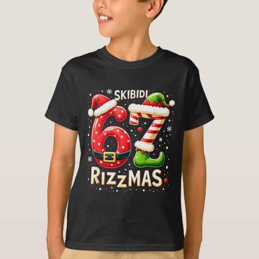 Skibidi 67 Rizzmas Christmas Meme Funny Elf Santa  Tシャツ (正面)