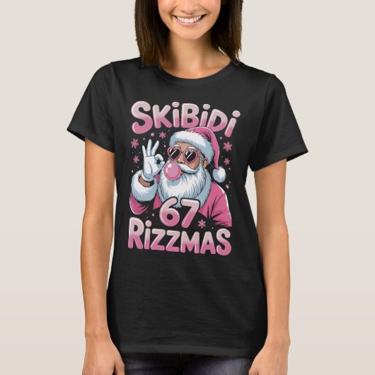 Skibidi 67 Rizzmas Christmas Santa Tシャツ (正面)