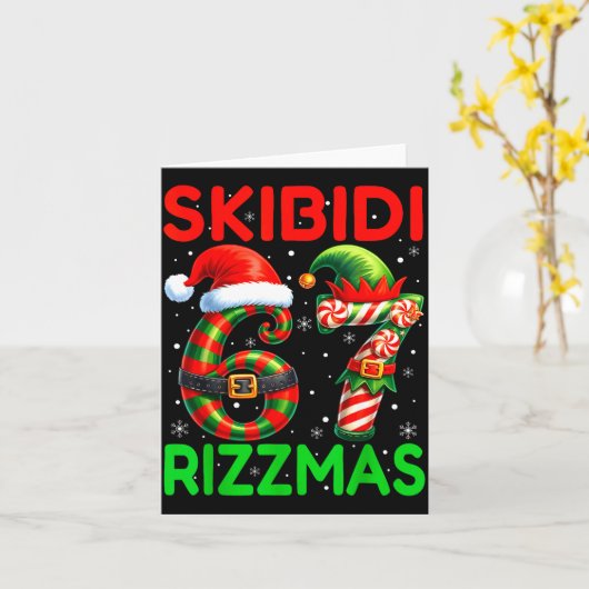 Skibidi 67 Rizzmas Funny Six Seven Meme Christmas  カード (黄色い花)