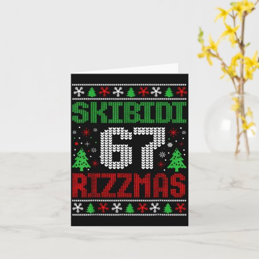 Skibidi 67 Rizzmas Funny Six Seven Meme Christmas  カード (黄色い花)