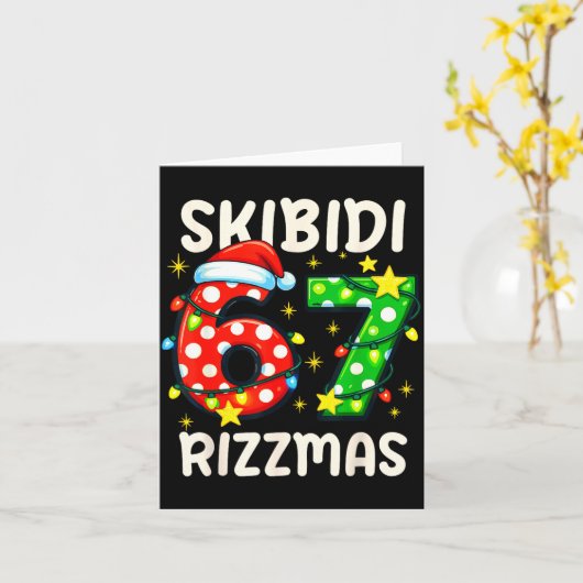 Skibidi 67 Rizzmas Funny Six Seven Meme Christmas カード (黄色い花)