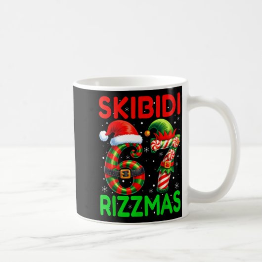 Skibidi 67 Rizzmas Funny Six Seven Meme Christmas  コーヒーマグカップ (右)