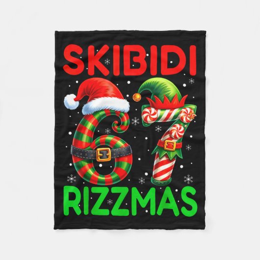Skibidi 67 Rizzmas Funny Six Seven Meme Christmas  フリースブランケット (正面)