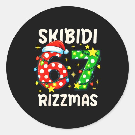 Skibidi 67 Rizzmas Funny Six Seven Meme Christmas  ラウンドシール (正面)