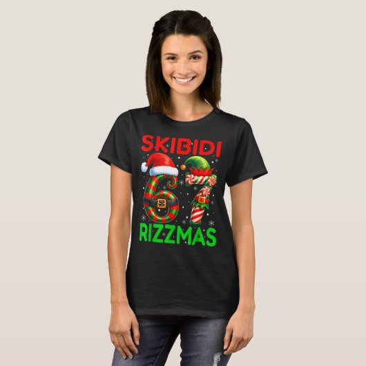 Skibidi 67 Rizzmas Funny Six Seven Meme Christmas  Tシャツ (正面フル)