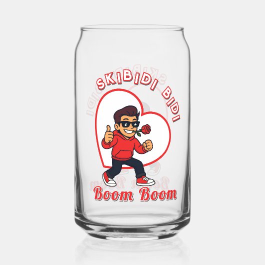 Skibidi Bidi Boom Boom バレンタインメメ - カートゥーン ガラス缶 (正面)