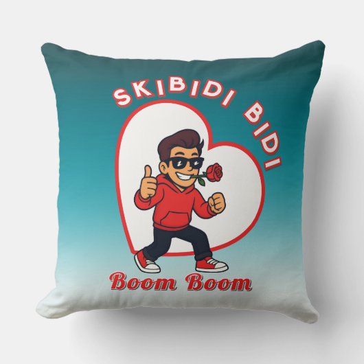 Skibidi Bidi Boom Boom Valentine Meme - Cartoon クッション (正面)