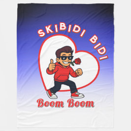 Skibidi Bidi Boom Boom Valentine Meme - Cartoon フリースブランケット