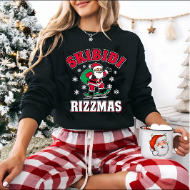 Skibidi Rizzmas おもしろいミーム クリスマス サンタクロース スウェットシャツ