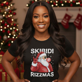 Skibidi Rizzmas サンタクロース 楽しいクリスマス ブラック Tシャツ
