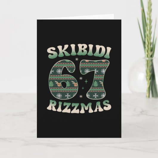 Skibidi Rizzmas 67 Six Seven Meme Ugly Christmas F カード (正面)