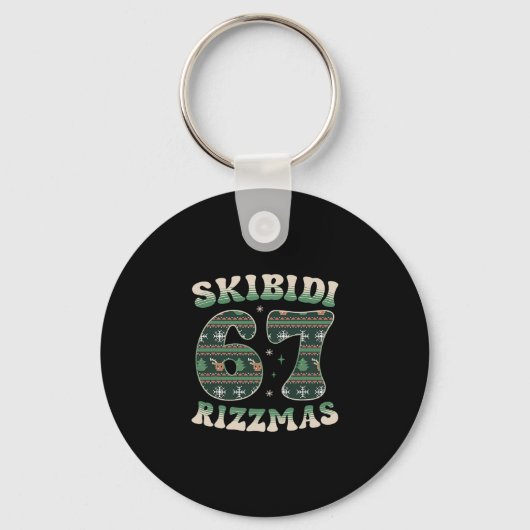 Skibidi Rizzmas 67 Six Seven Meme Ugly Christmas F キーホルダー (正面)