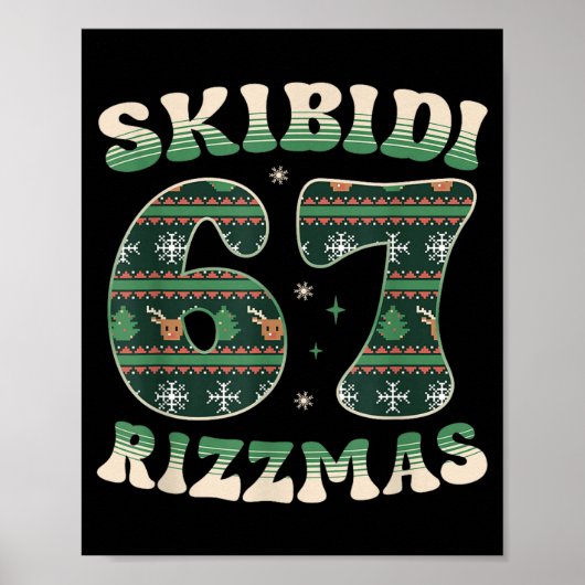 Skibidi Rizzmas 67 Six Seven Meme Ugly Christmas F ポスター (正面)