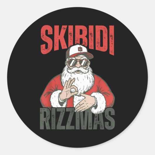 Skibidi Rizzmas 6 7 Christmas Santa Claus Six Seve ラウンドシール (正面)