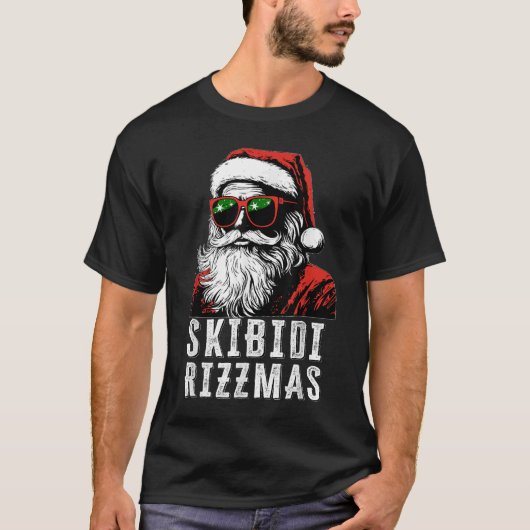 Skibidi Rizzmas Christmas Rizz Santa Claus Tシャツ (正面)