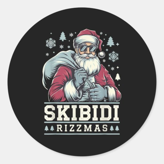 Skibidi Rizzmas Cool Santa Funny Christmas Rizz Ri ラウンドシール (正面)