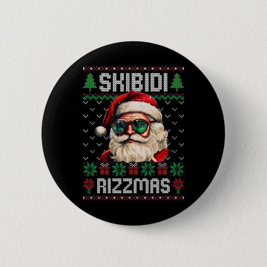 Skibidi Rizzmas Funny Gen Alpha Slang Christmas  缶バッジ (正面)
