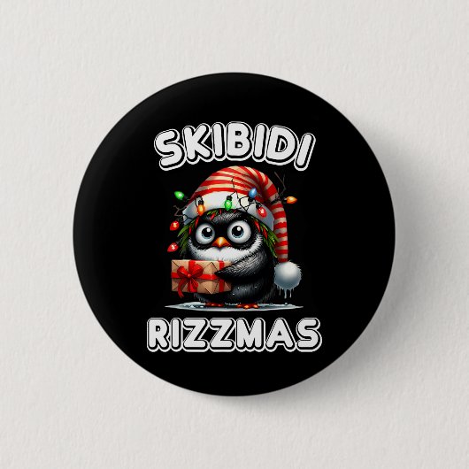 Skibidi Rizzmas Funny Gen Alpha Slang Christmas Pe 缶バッジ (正面)