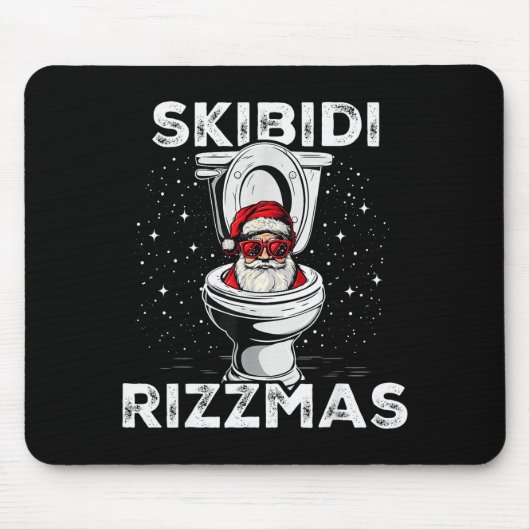 Skibidi Rizzmas Funny Toilet Santa White Elephant  マウスパッド (正面)