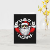 Skibidi Rizzmas Santa Sungles Funny Christmas Men  カード (黄色い花)