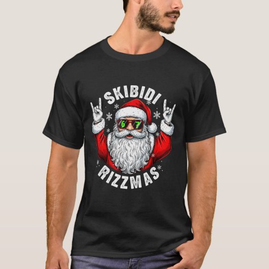 Skibidi Rizzmas Santa Sungles Funny Christmas Men Tシャツ (正面)