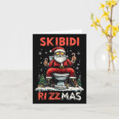 Skibidi Rizzmas Santa Toilet Funny Christmas  カード (黄色い花)
