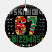 Skibidi Six Seven Rizzmas Funny Christmas 2025 Mem セラミックオーナメント (裏面)