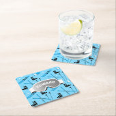 Skier Personalised Skiing Themed Blue Apres Ski スクエアペーパーコースター (インサイチュ)