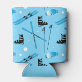 Skier Personalised Skiing Themed Blue Apres Ski 缶クーラー (裏面)