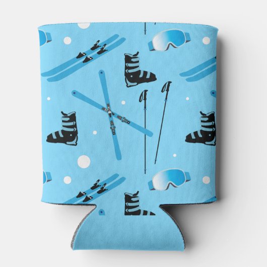 Skier Personalised Skiing Themed Blue Apres Ski 缶クーラー (裏面)