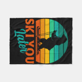 Skier Ski You Later Funny Skiing Kids  フリースブランケット (正面(横))