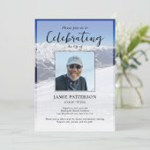 Skier Snowboarder Life Celebration Photo Funeral 招待状 (スタンド正面)