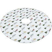 Skier Women And Fir Trees Winter Christmas ブラッシュドポリエステルツリースカート (アングル)