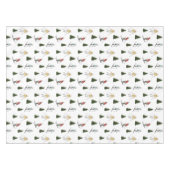 Skiers And Fir Trees Watercolor Christmas Pattern テーブルクロス (正面(横))