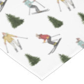 Skiers And Fir Trees Watercolor Christmas Pattern テーブルクロス (アングル)