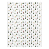 Skiers And Fir Trees Watercolor Christmas Pattern テーブルクロス (正面)