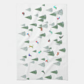 Skiers Downhill Skiing Illustration  キッチンタオル (縦)