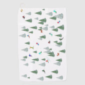 Skiers Downhill Skiing Illustration  ゴルフタオル (正面)