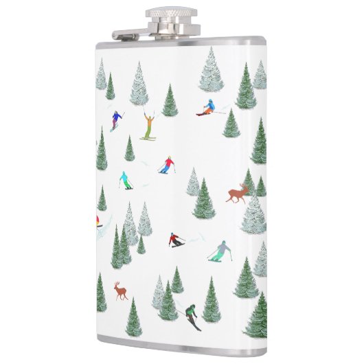 Skiers Downhill Skiing Illustration  フラスク (左)